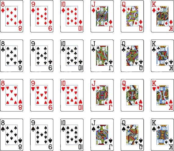 All 52 Playing/poker Cards, Full Deck, Hearts, Spades, Clubs, and