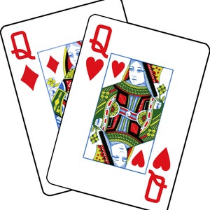 Queen of Diamonds et Queen of Hearts SVG PNG DXF Eps Jpg File, fichiers découpés pour cricut, silhouette, conception de chemise à sublimation, gravure laser