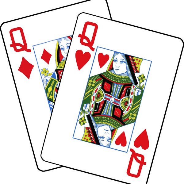 Queen of Diamonds and Queen of Hearts SVG PNG DXF Eps Jpg File, Cut Files For Cricut, Silhouette, Sublimation Shirt Design, Laser Etching
