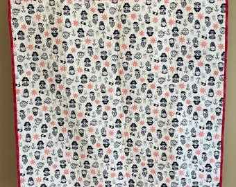 Baby Quilt - Nautical Pirates - Gender Neutral -  Baby Blanket - Shower Gift - Wholecloth Quilt