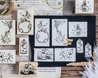 60pcs Cute Wooden Rubber Stamp DIY Diary Craft Card Making Scrapbooking Stamp Set