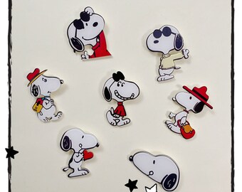 Snoopy Earrings Graphics On Both Sides Double Sided 20MM or 1 Plus FREE 30MM Brooch Lapel Pin With Each Purchase Stainless Steel