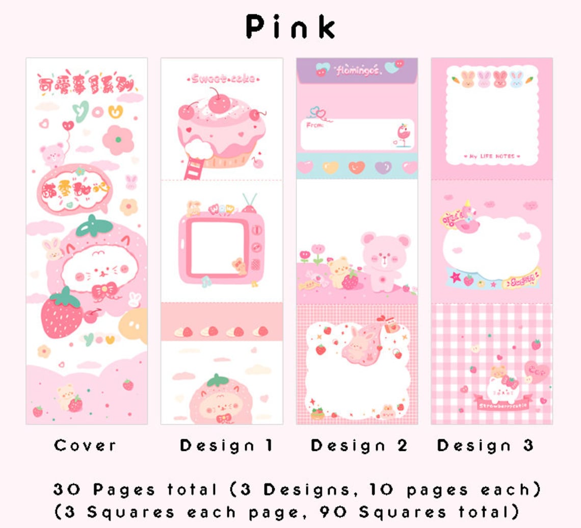 90 PCS 30 Pages Cute Memo Pad Kawaii memo Note paper Etsy