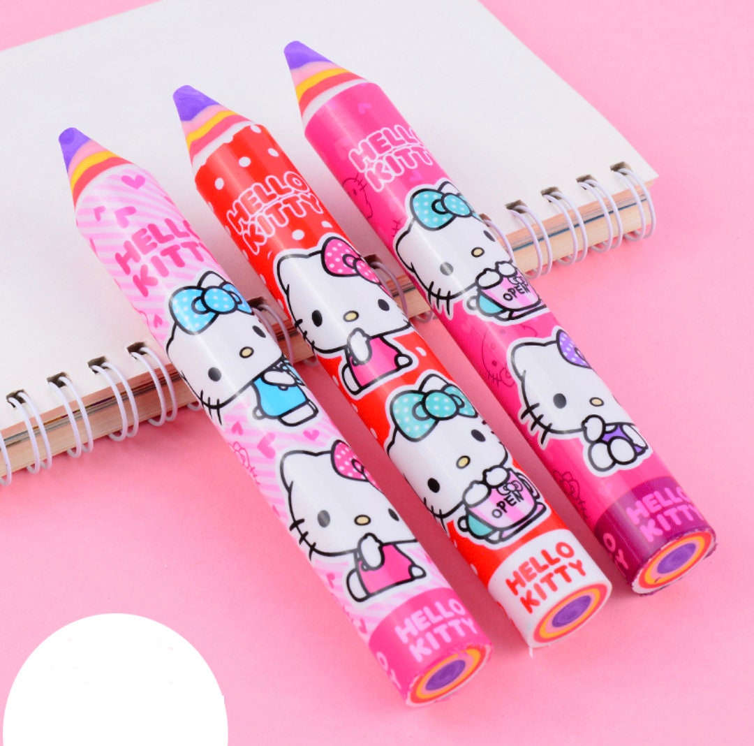 Kitty Long Pencil Eraser Kawaii Colorful Erasers Cute Etsy