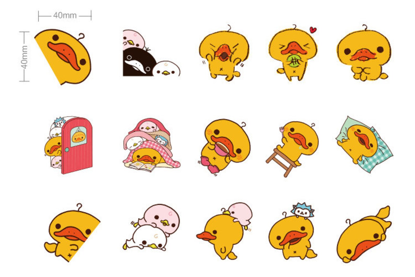 45 pcs Yellow Duck Stickers Kawaii sticker Sticker flakes Etsy