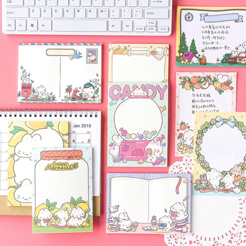 Cute Cat 50 Sheets Large Memo Pad Kawaii memo Note paper Etsy