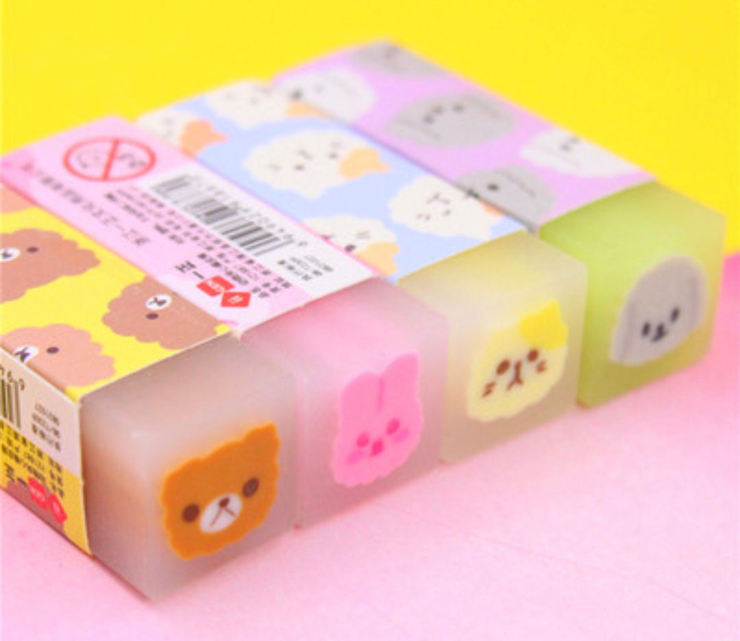 Kawaii Animal Rectangle Eraser Cute Dog Cat Rabbit Bear Etsy Australia