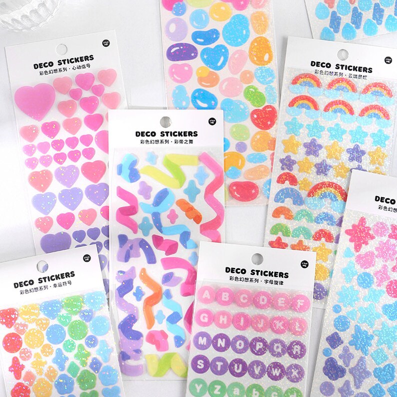 Colorful Fantasy Holographic Clear Glitter Sticker Sheet Etsy