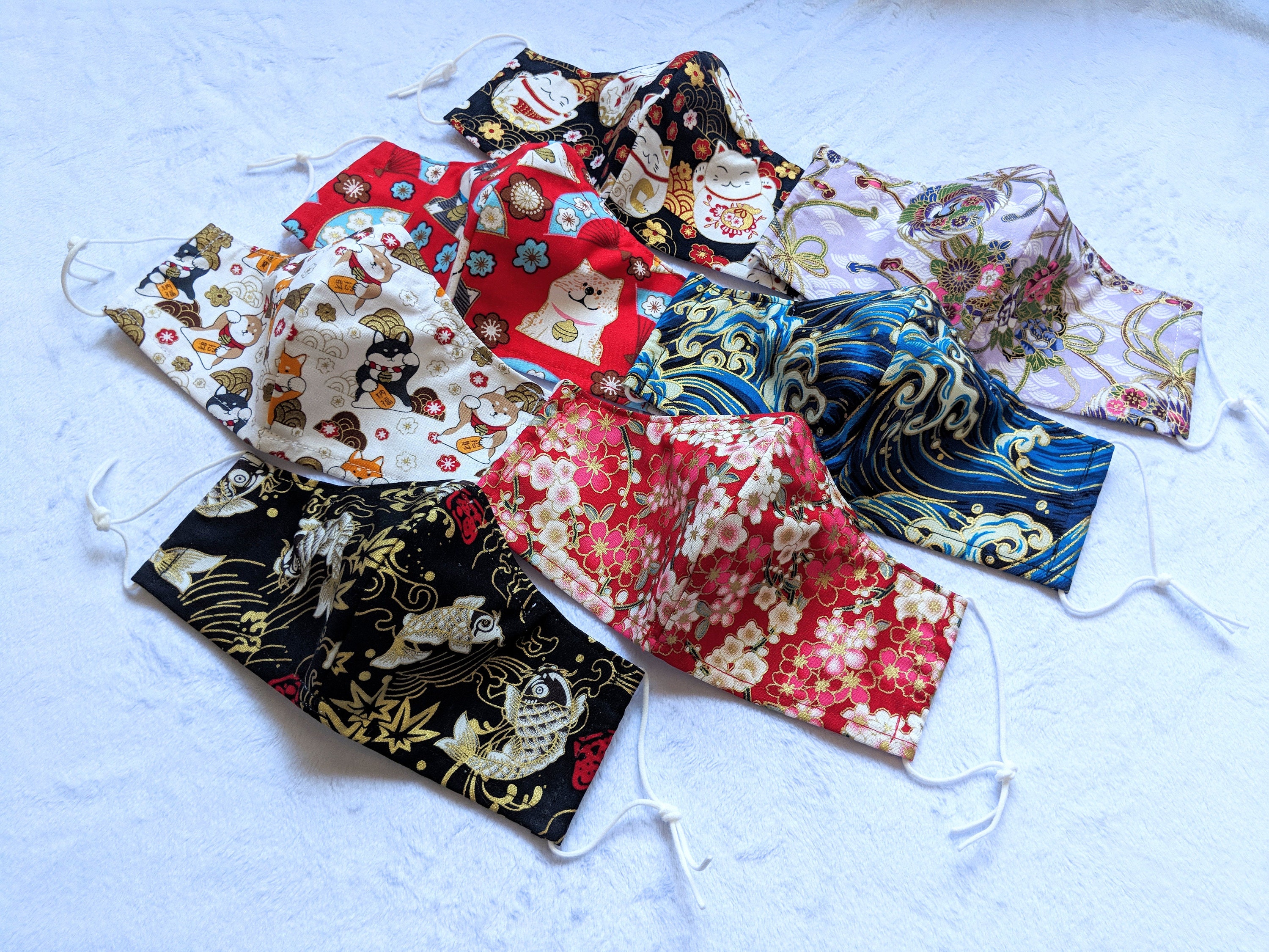 Traditional Japanese Face Mask with Filter Pocket Adjustable Etsy