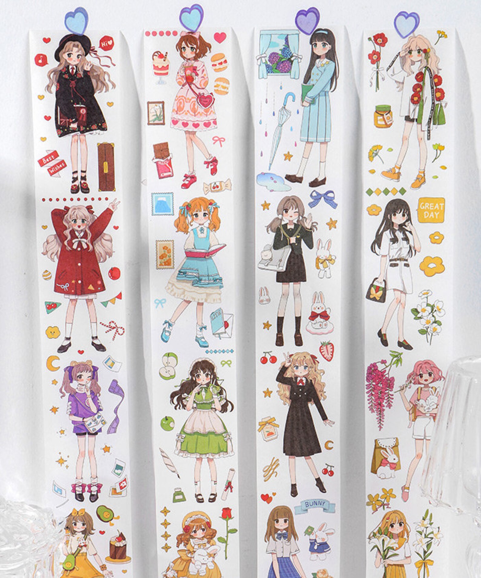 Kawaii Anime Girl Washi Tape Sticker Sheet Kawaii Washi Tape Etsy