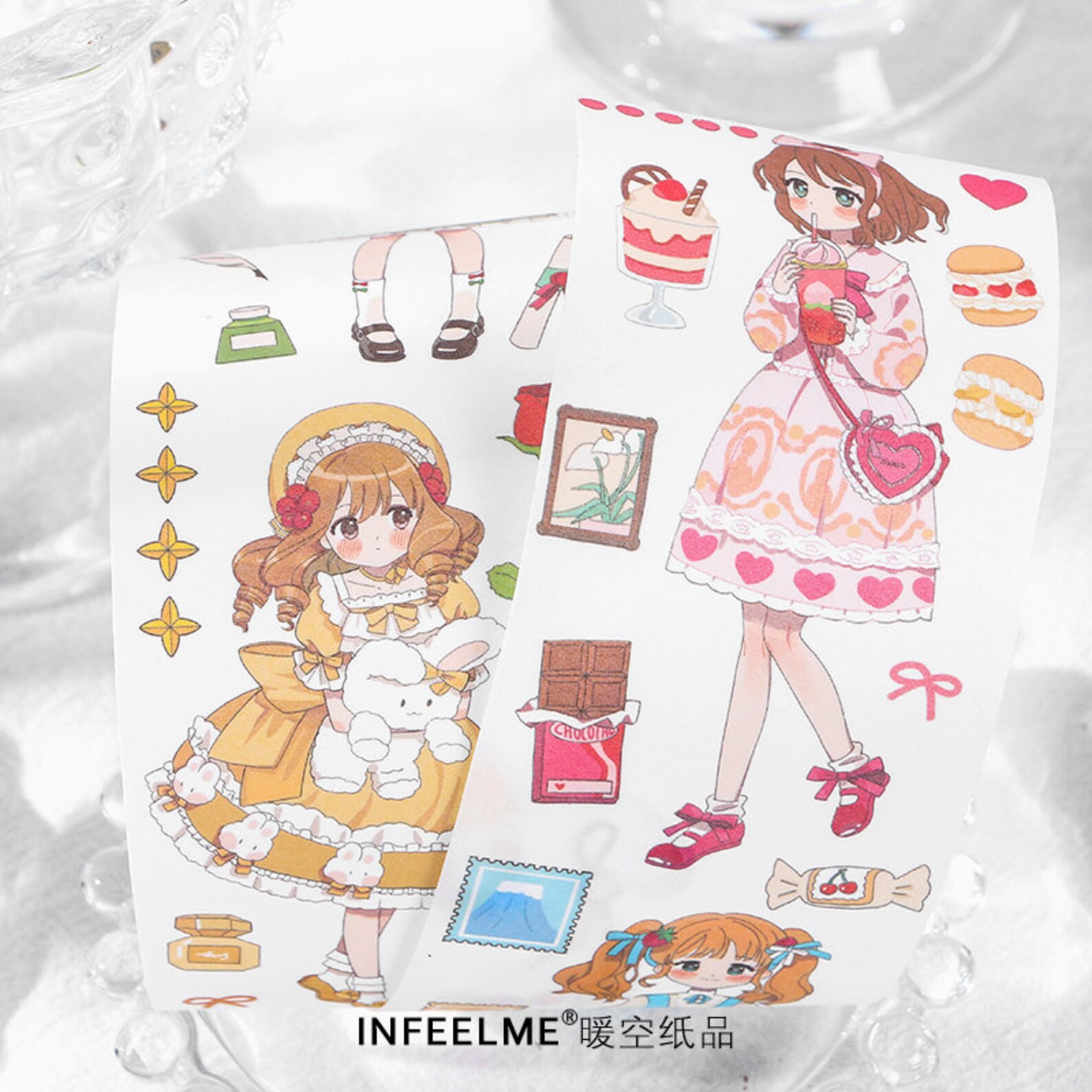 Kawaii Anime Girl Washi Tape Sticker Sheet Kawaii Washi Tape Etsy