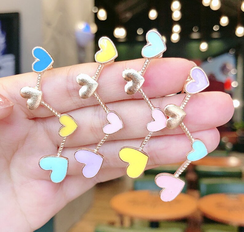 Pastel Color Heart Enamel Gold Hair Clip Cute Accessories Jewelry Kawaii Fashion Shojo Lolita Style Minimalist Hair Clip Cute Gift