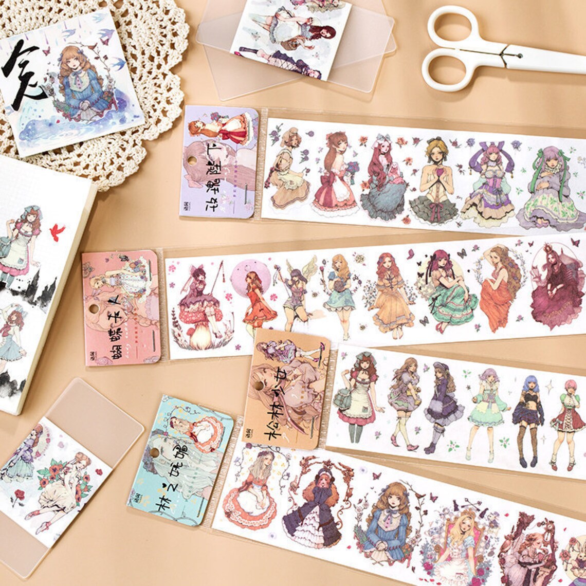 Fairy Tale Anime Girl Washi Tape Sticker Sheet Kawaii washi Etsy