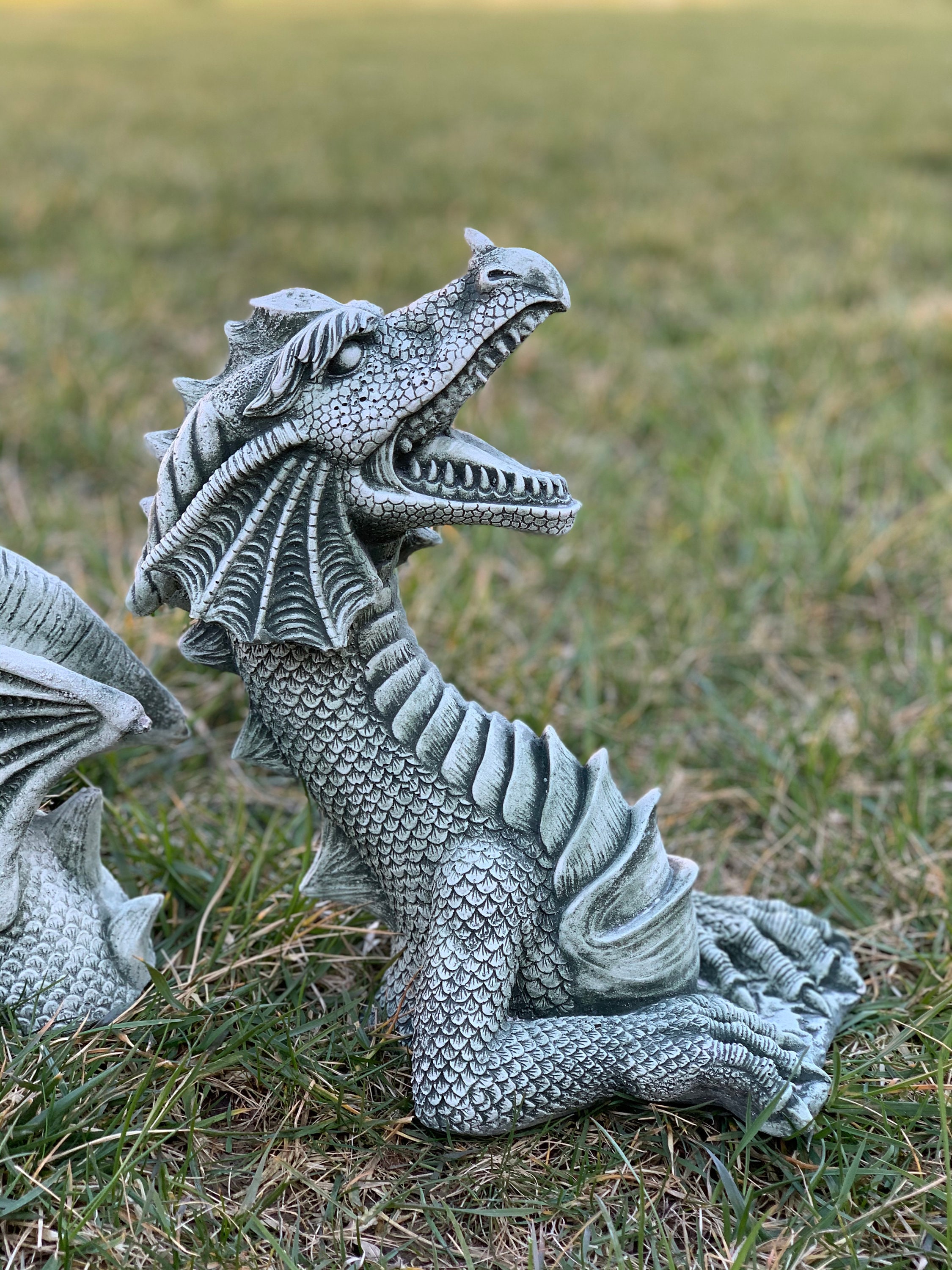 Dragon Statue Concrete Dragon Cement Dragons Garden Etsy