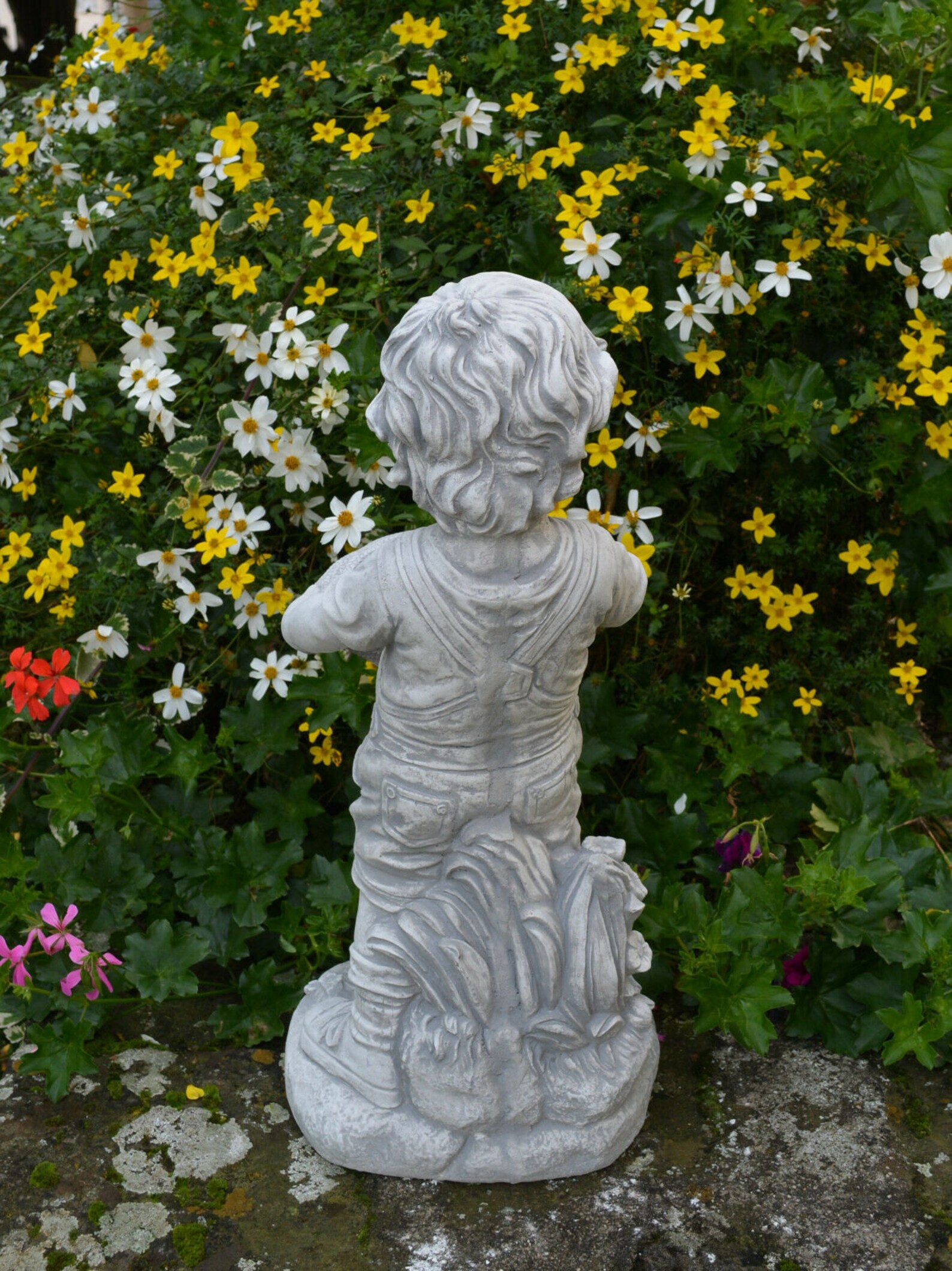 Boy statue Garden figure Boy sculpture Concrete statue Etsy