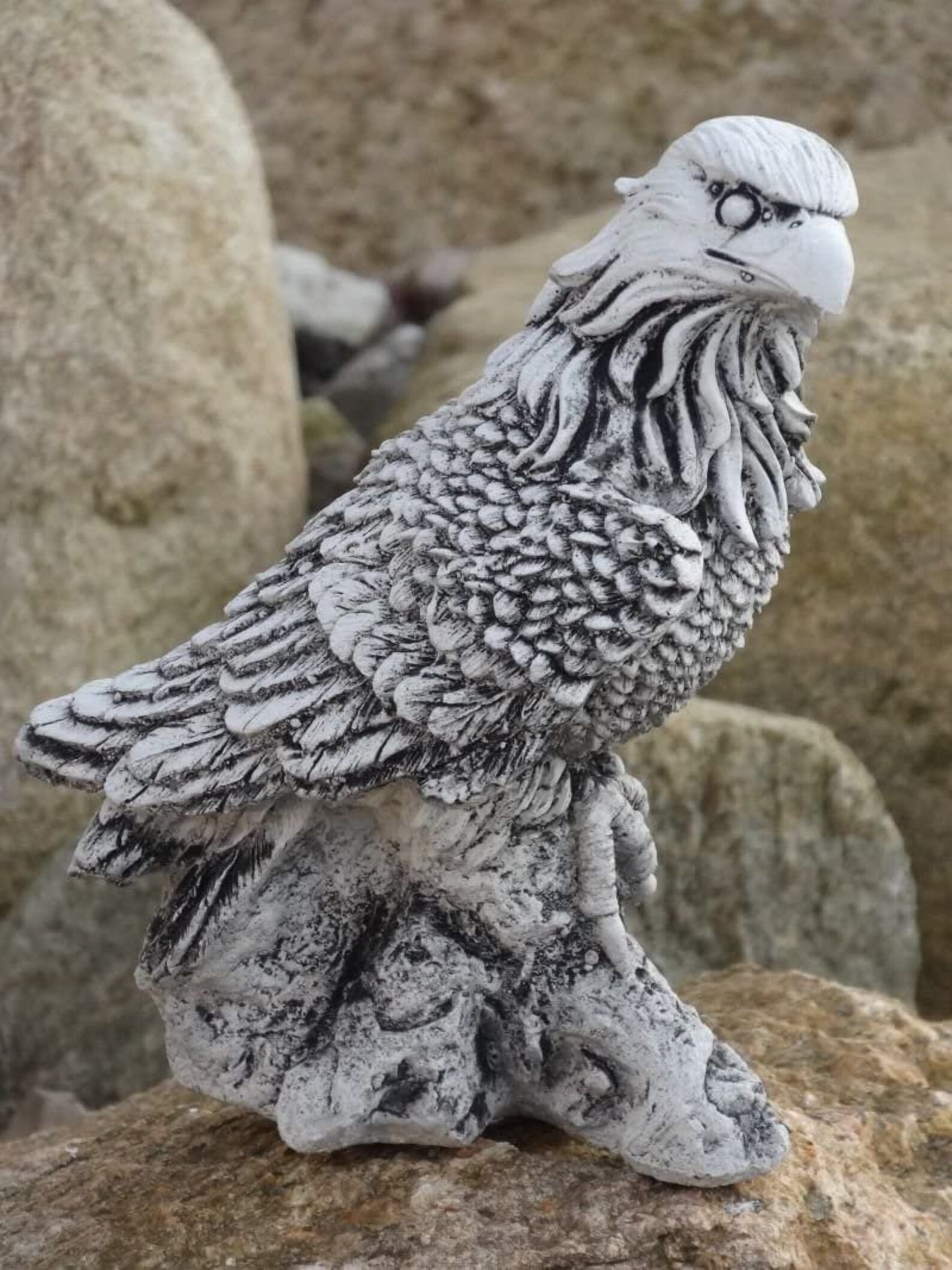 Strong eagle stone statue decor for garden stone bird eagle Etsy
