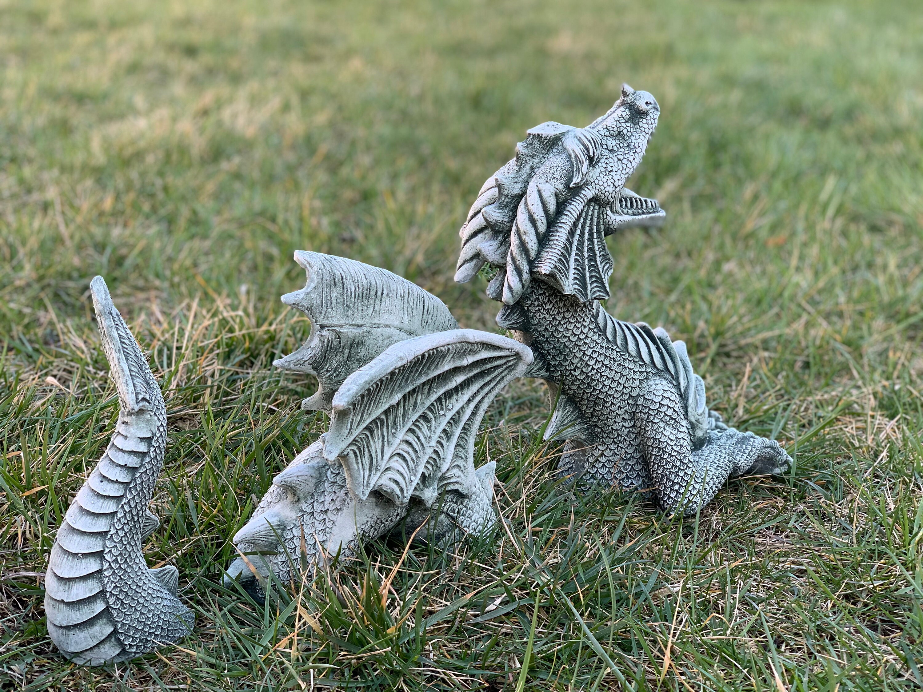 Dragon Statue Concrete Dragon Cement Dragons Garden Etsy