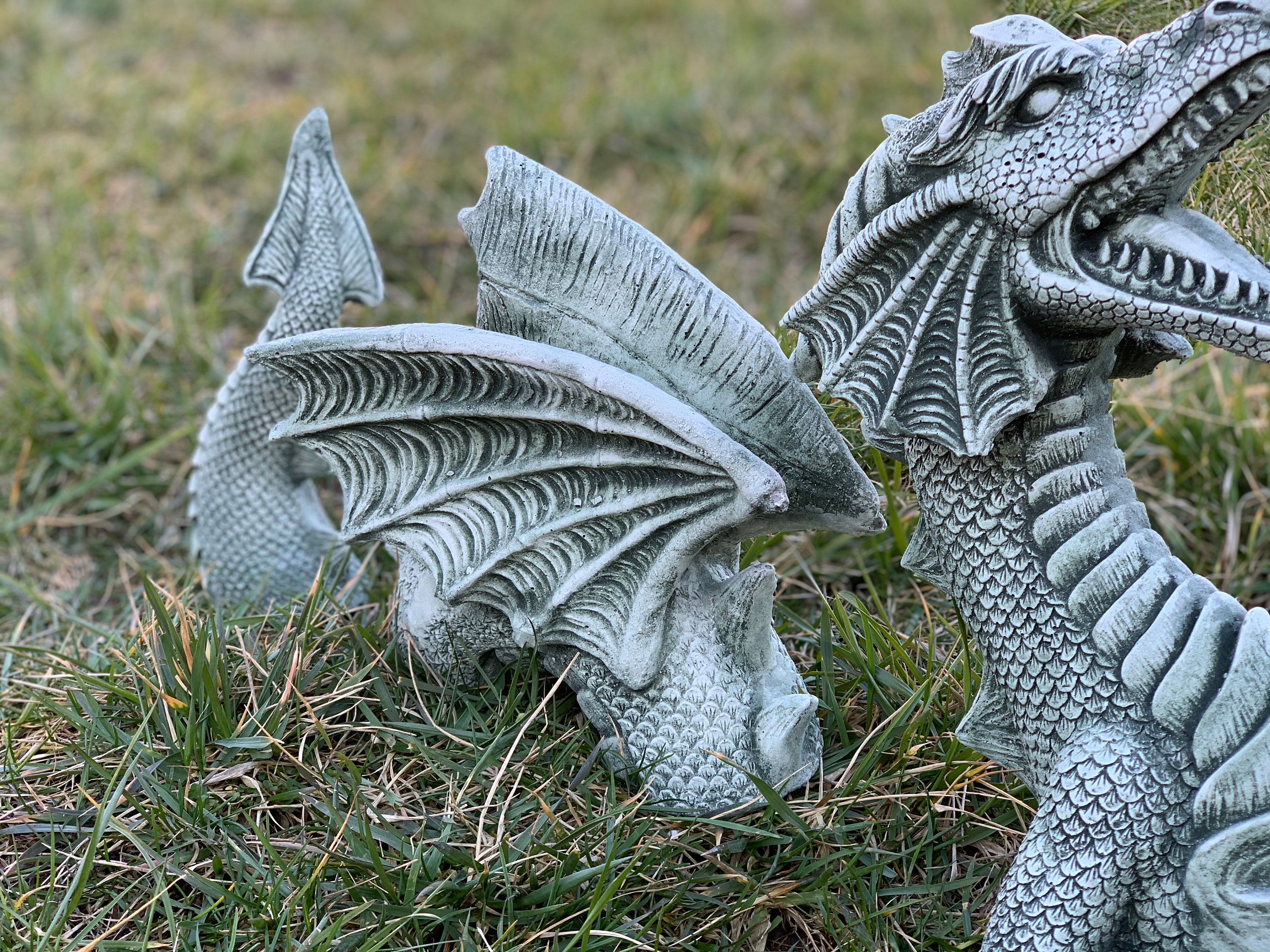 Dragon Statue Concrete Dragon Cement Dragons Garden Etsy
