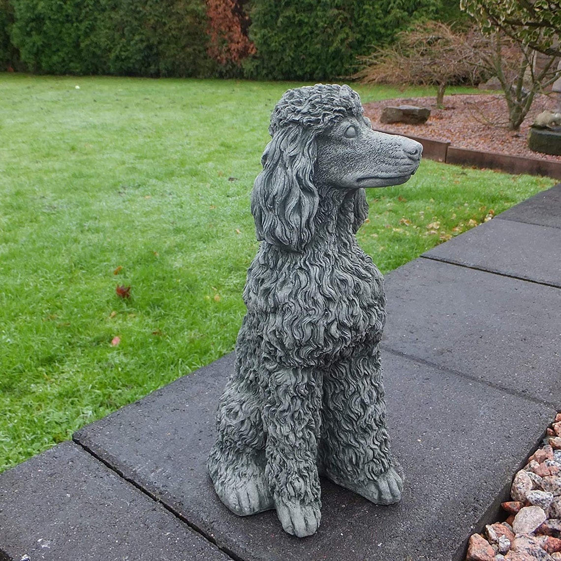 Poodle Statue Toy Dog Concrete Figure Cement Garden Decor Etsy