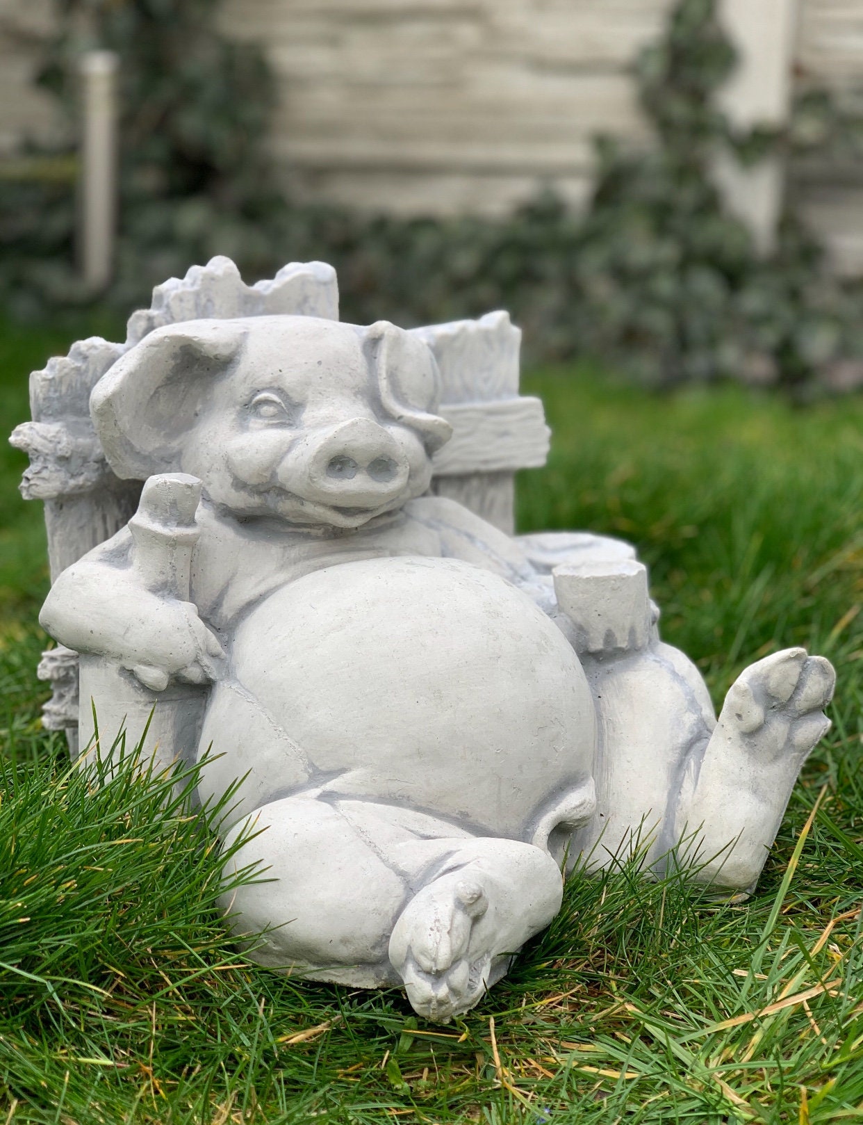 Drunk Pig Statue Concrete Pig Sculpture pig home decor cute Etsy