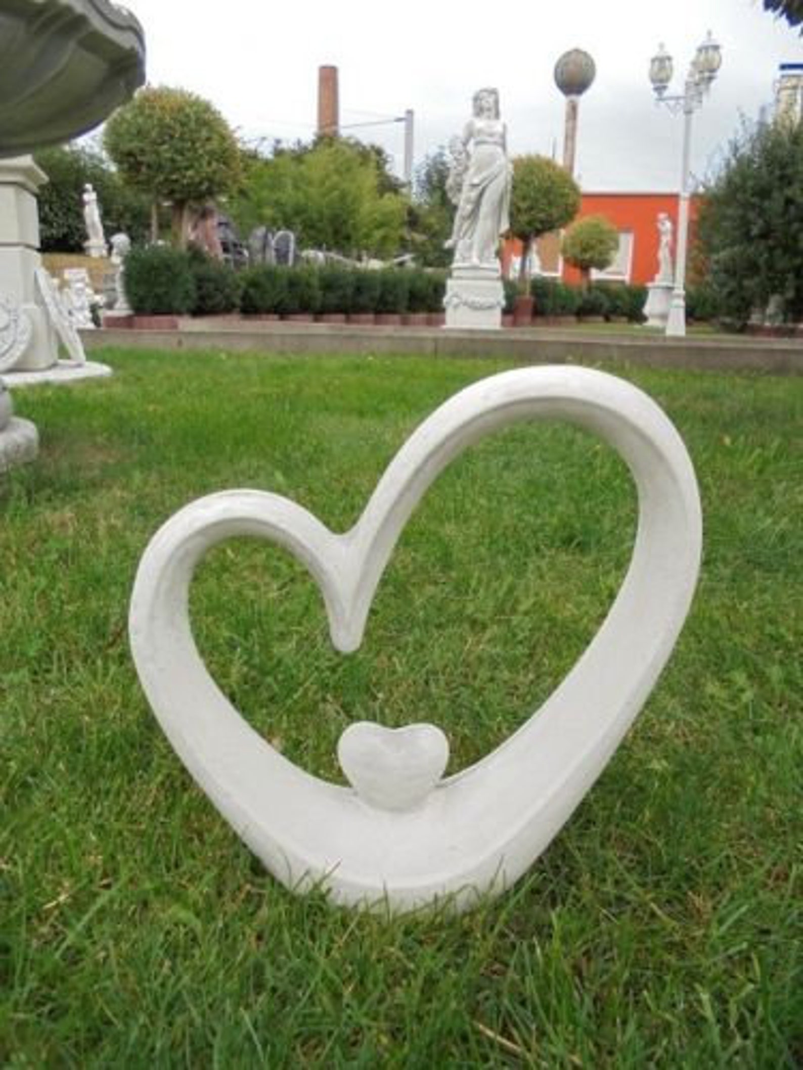Large heart shaped stone statue stepping stone garden Etsy