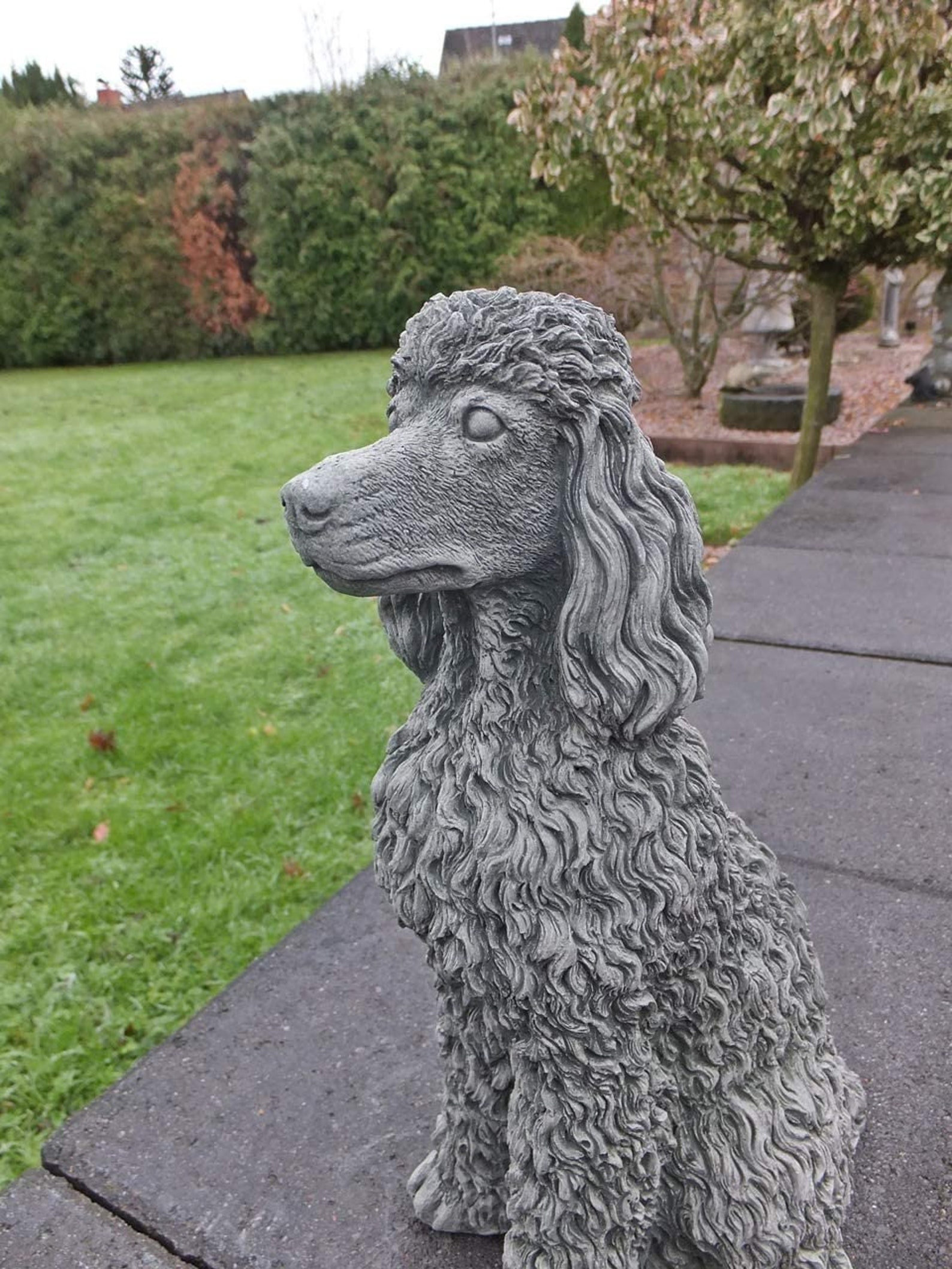 Poodle Statue Toy Dog Concrete Figure Cement Garden Decor Etsy