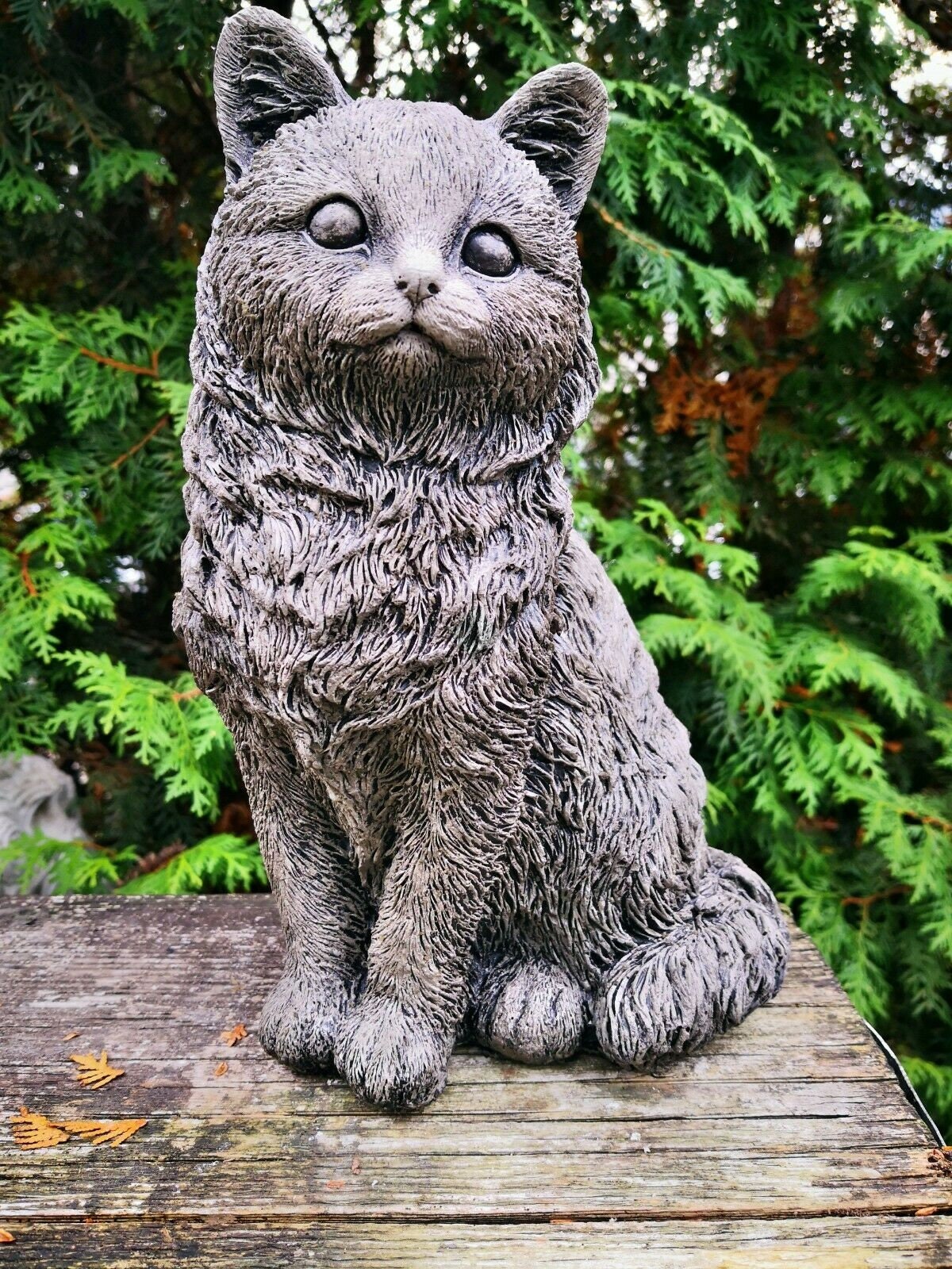 Serious Cat Sitting Stone For Garden Concrete Cat Statue Stone | Etsy