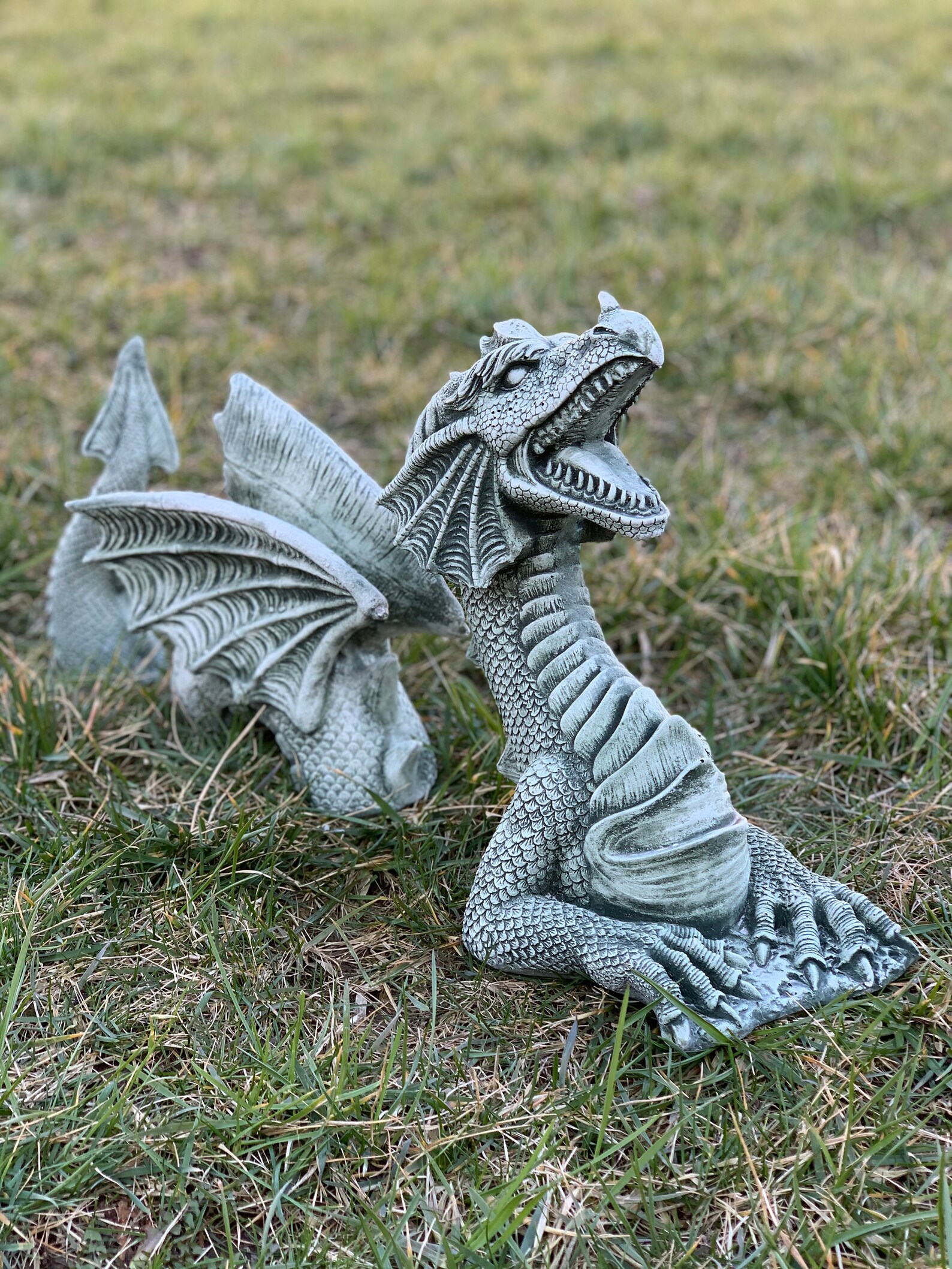 Dragon Statue Concrete Dragon Cement Dragons Garden Etsy