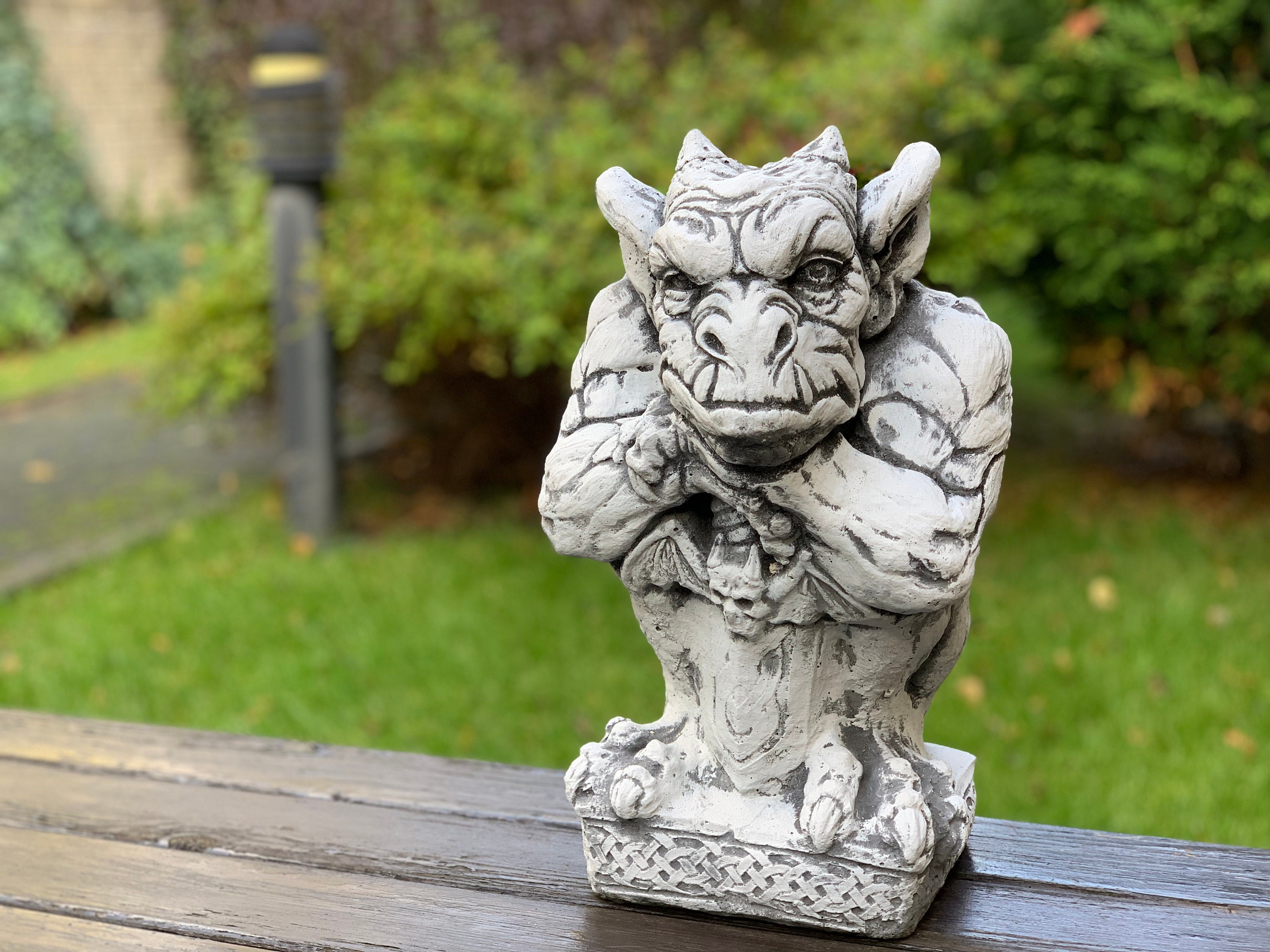 Gargoyle With Sword Gatekeeper Concrete Gargoyle halloween Etsy