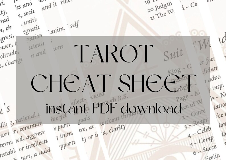Tarot Cheat Sheet Printable PDF Tarot Cheat Sheet With | Etsy