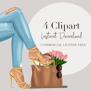 Shoes Clipart, Fashion ClipArt, ClipArt, Digital Stickers, African American Clip, Digital Planner Stickers, Black Girl Clipart,
