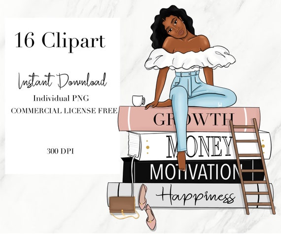 Black Woman Clipart Fashion Clipart Digital Stickers Boss | Etsy