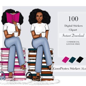 Reading Clipart, Black girl read, Woman Clipart, Black woman art, Black Girl Digital Sticker, Black woman Clipart, Black Girl Clipart,