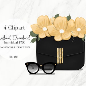 Purse Clipart, Fashion ClipArt, Fashion Digital Stickers, Digital Stickers,  Digital Planner Stickers, Chic Clipart,