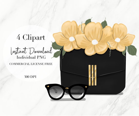 Purse Clipart, Fashion ClipArt, Fashion Digital Stickers, Digital Stickers,  Digital Planner Stickers, Chic Clipart,