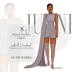 June ClipArt, Fashion ClipArt, Digital Stickers, Boss Clipart, African American Clip, Digital Planner Stickers, Black Girl Clipart,