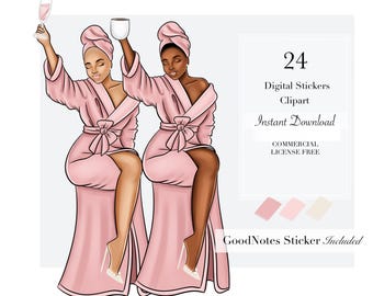 Volumen 52 / Clipart, ClipArt de mujer, ClipArt de moda, Pegatinas digitales, Pegatinas de planificador digital, Clipart de niña negra