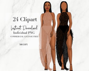 Black Woman ClipArt, Fashion ClipArt, Digital Stickers, Boss Clipart, African American Clip, Digital Planner Stickers, Black Girl Clipart,