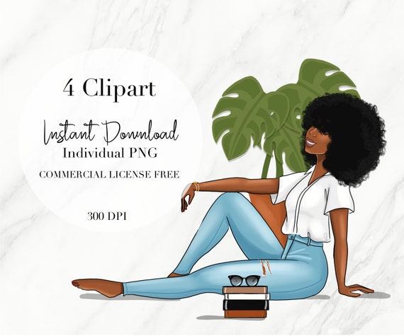Fashion Clipart Afro Clipart Woman Clipart Black Woman | Etsy
