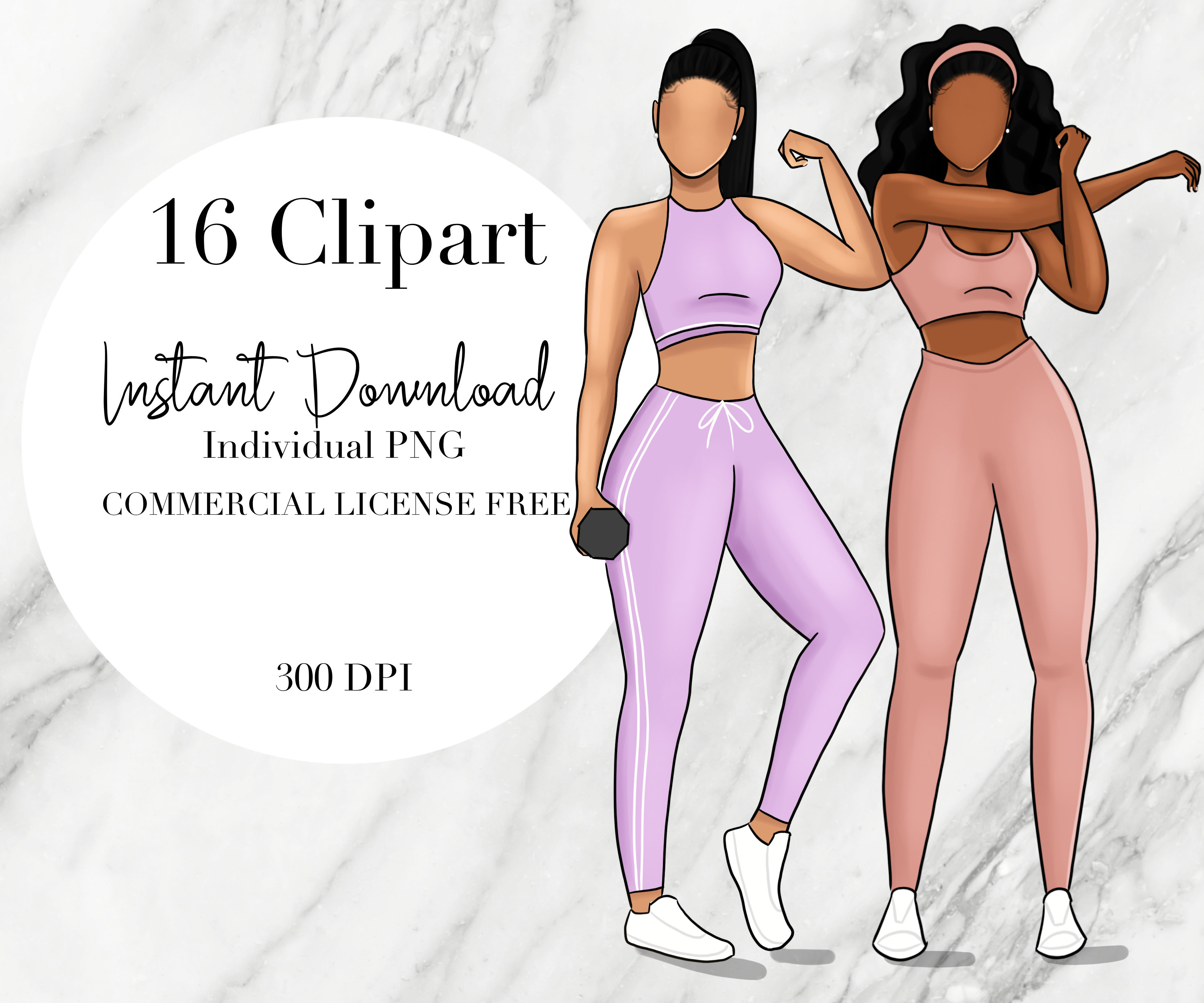 Workout Clipart Black Woman Workout Clipart African American Etsy