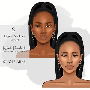 Black Woman ClipArt, Digital Stickers, African American Clipart, Digital Planner Stickers, Black Girl Clipart, Vol. 2