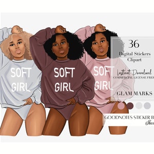 Volume 10| Clipart, Black Woman ClipArt, Fashion ClipArt, Digital Stickers, Digital Planner Stickers, Black Girl Clipart,