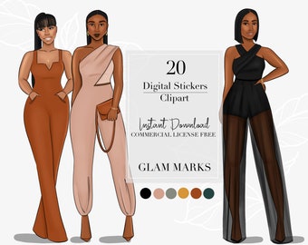 Black Woman ClipArt, Digital Stickers, Boss Clipart, African American Clipart, Digital Planner Stickers, Black Girl Clipart, 173