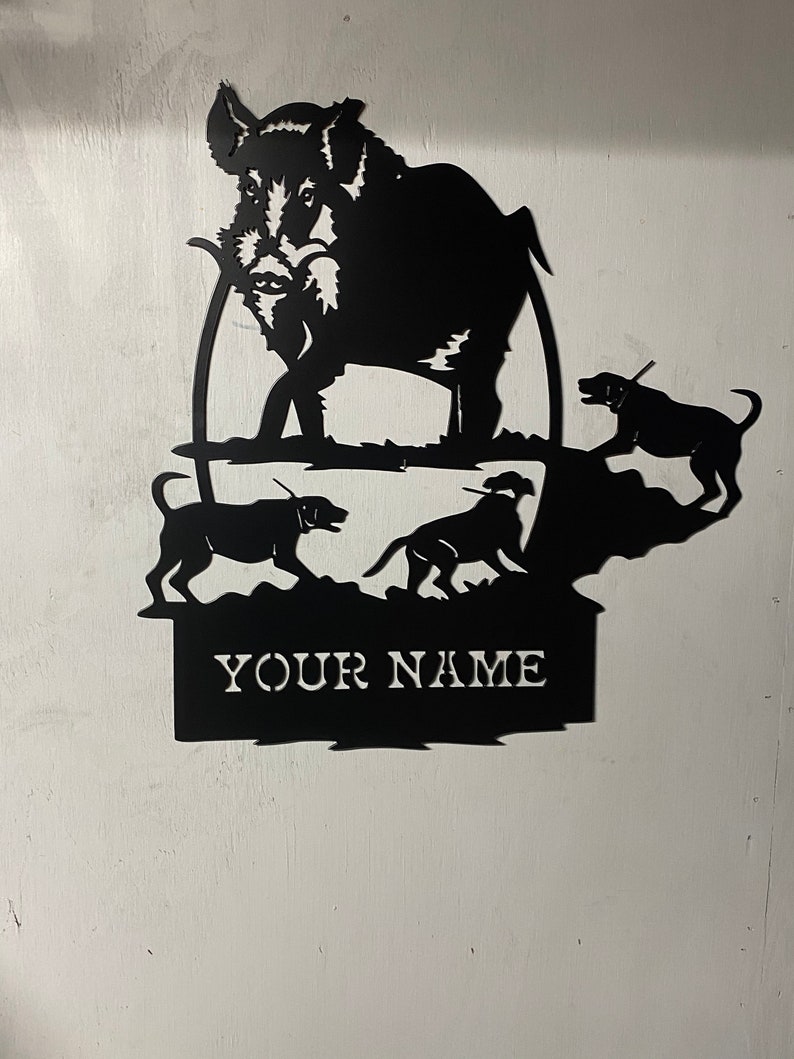 Hog Hunting Monogram Hog Hunting Metal Sign Dogs Baying Hog Etsy