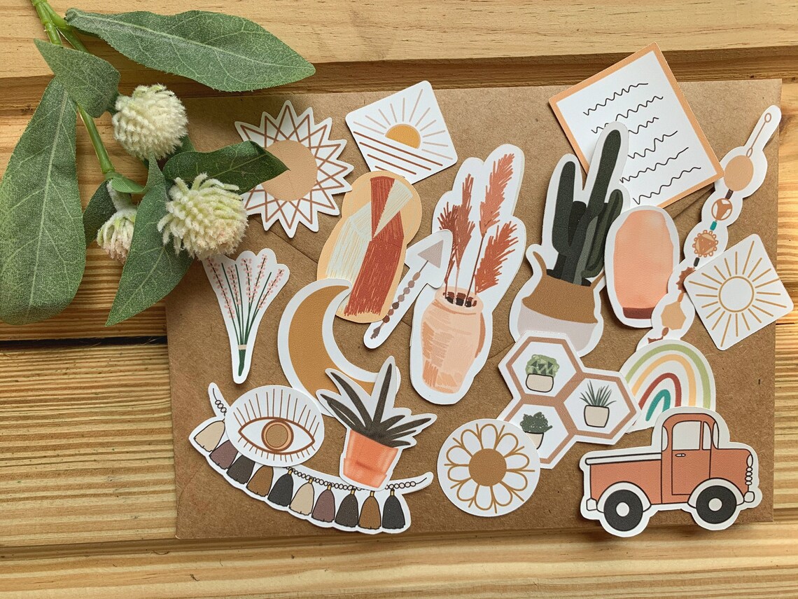 Boho Sticker Pack Boho Stickers 20 sticker pack Boho Etsy