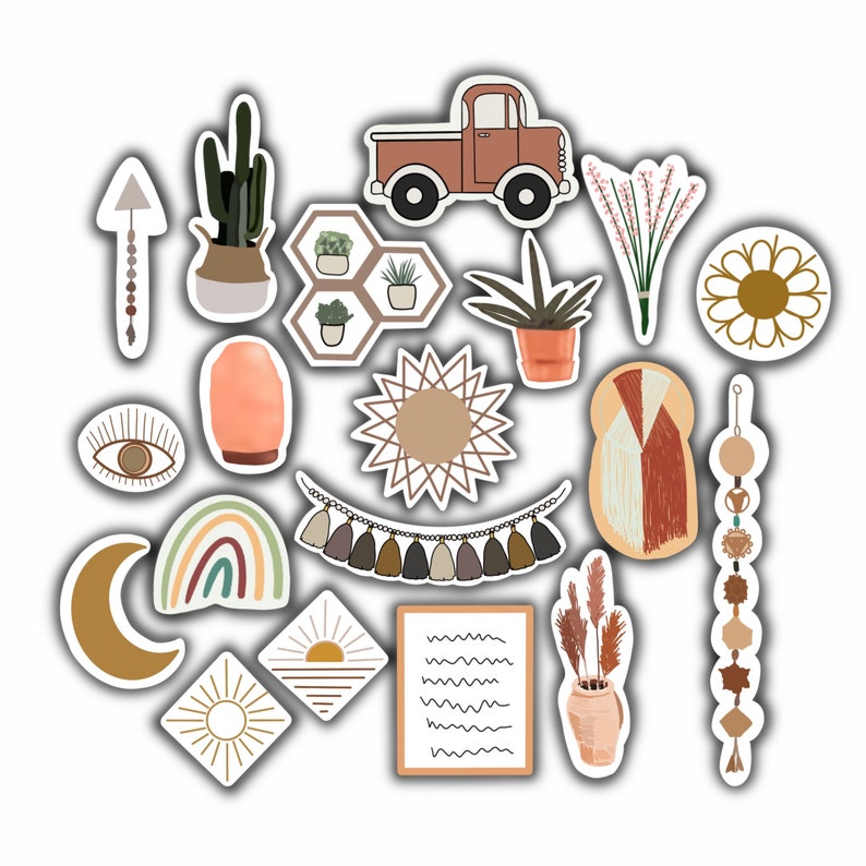 Boho Sticker Pack Boho Stickers 20 sticker pack Boho Etsy