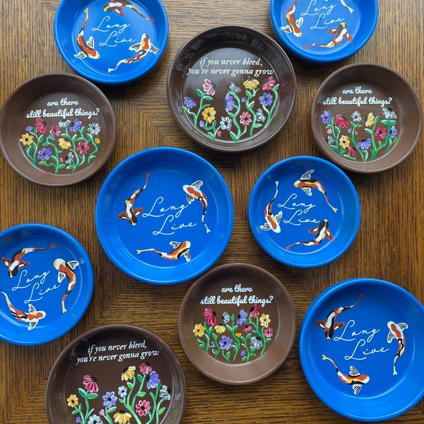Surprise Song Piano & Koi Fish Guitar Inspired Hand Painted Jewelry Dish