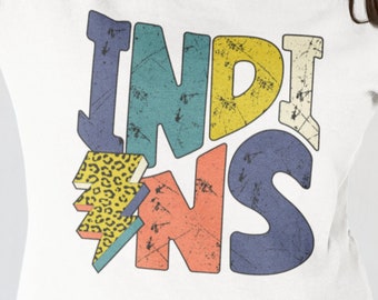 Indians png, Indians Distressed Leopard Lightning Bolt design png, Digital download