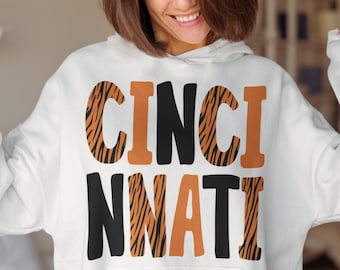 Cincinnati png, Football png, Cincinnati Orange Black Tiger Stripe design png, Digital download