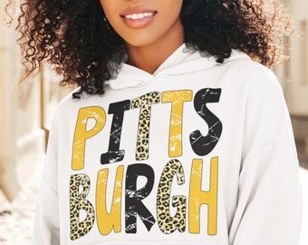 Pittsburgh Retro Mascot PNG, Leopard Print, Sublimation Design (Digital Download)